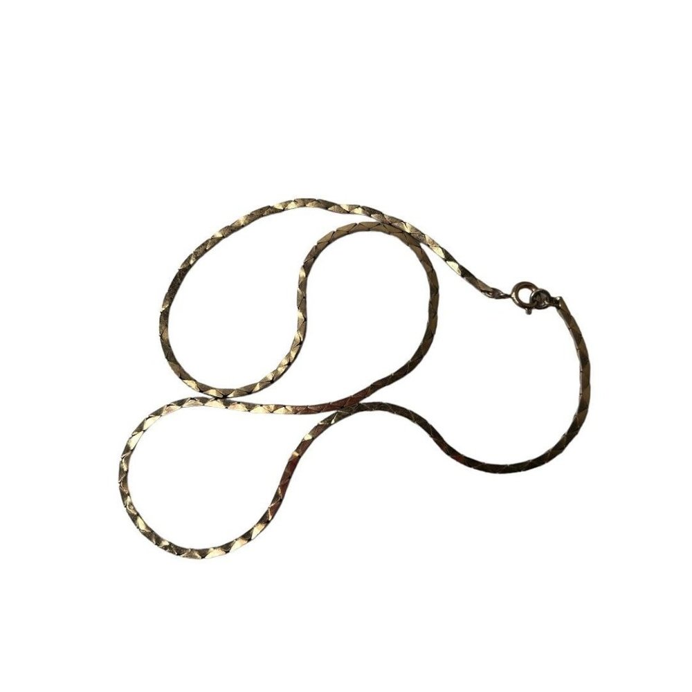 Vintage 1980s Flat Lay 17.5" Chain Necklace Goldtone Lobster Clasp - Picture 3 of 4